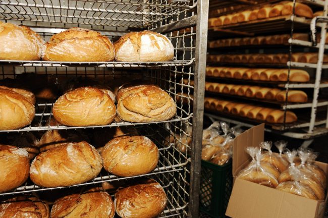 Bread making in factory